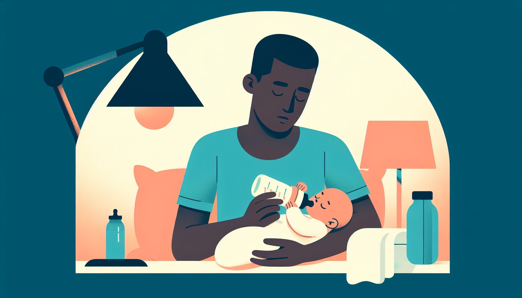 Parent feeding baby in cozy nighttime setting