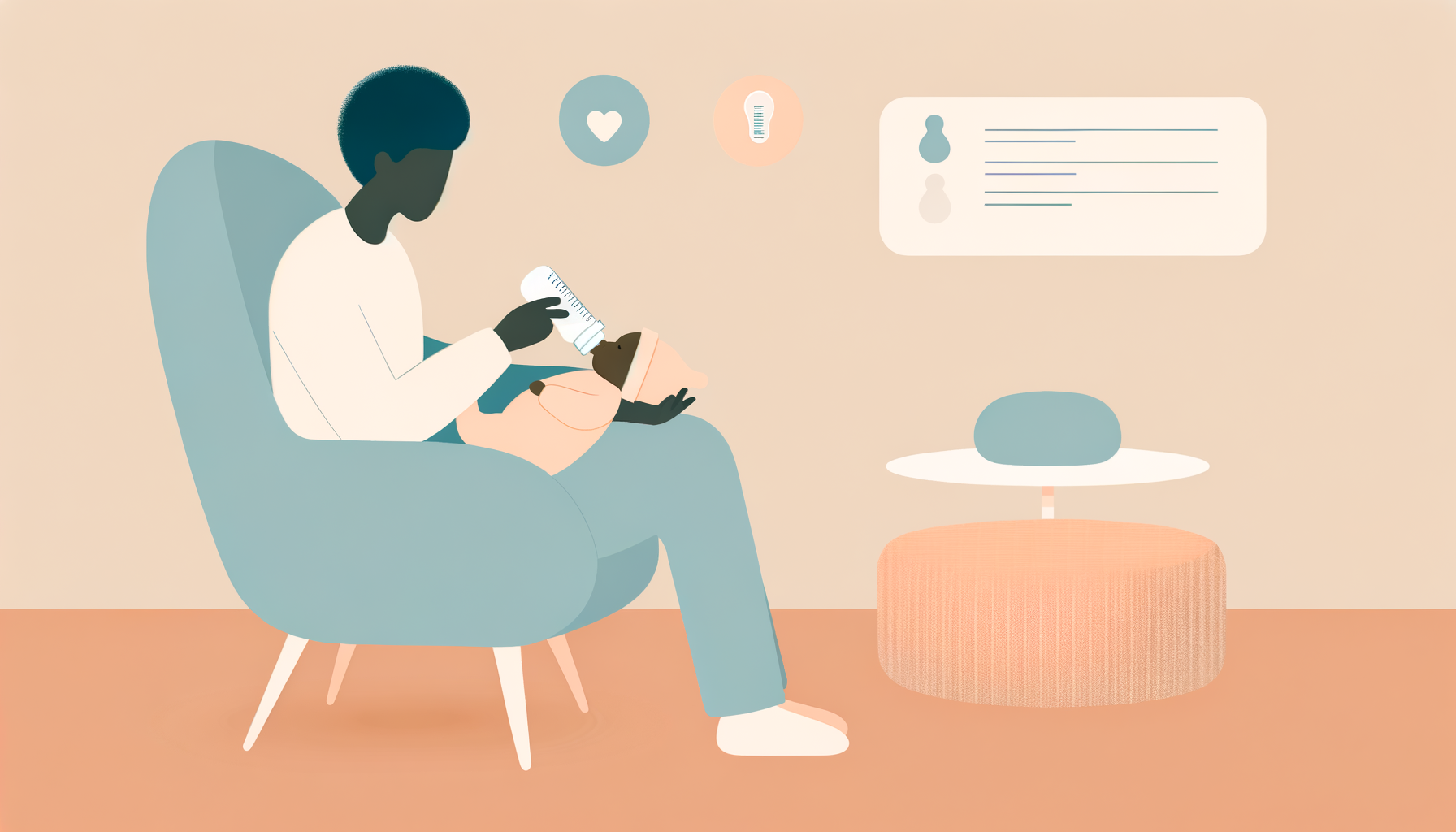 Parent bottle-feeding newborn in cozy chair