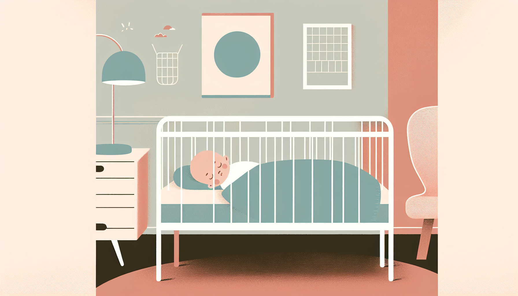 Baby sleeping safely on back in a bare crib