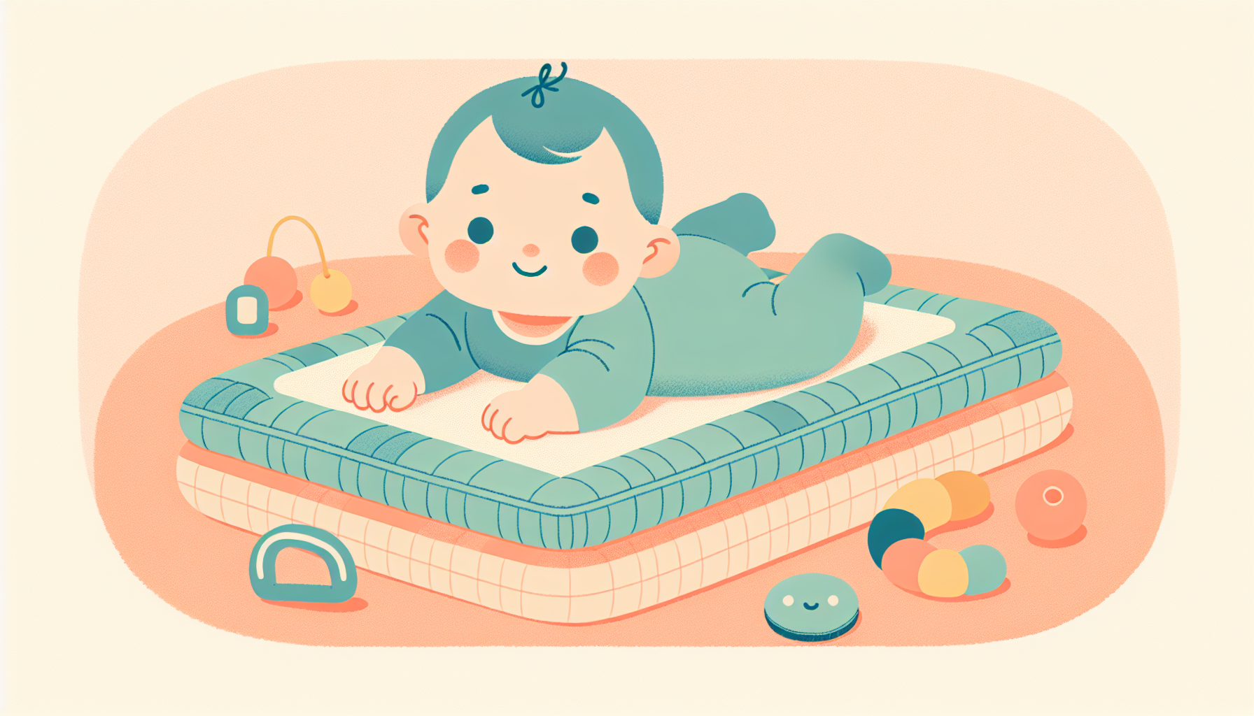 Baby doing tummy time on a padded mat