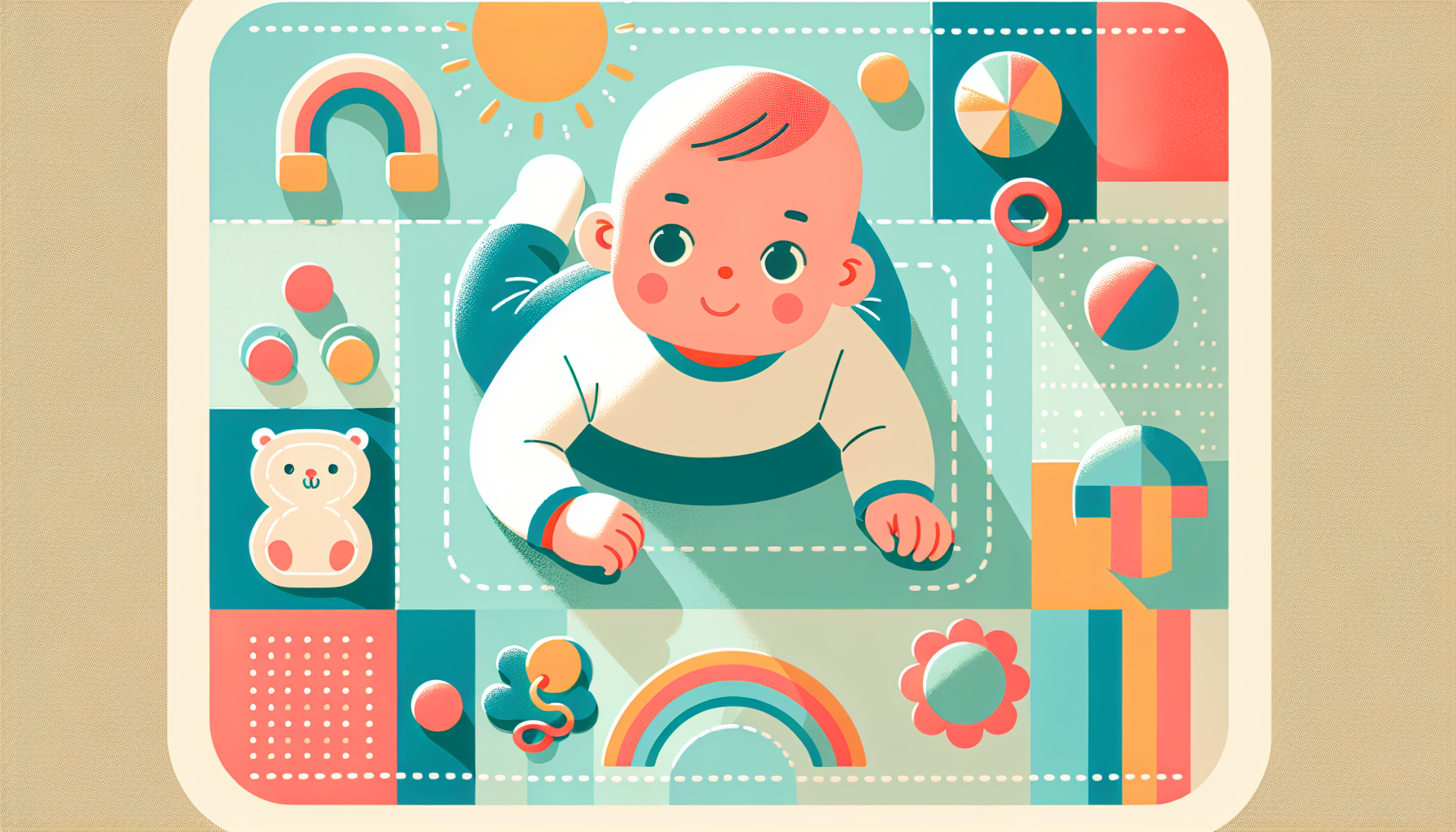 Happy baby playing on activity mat
