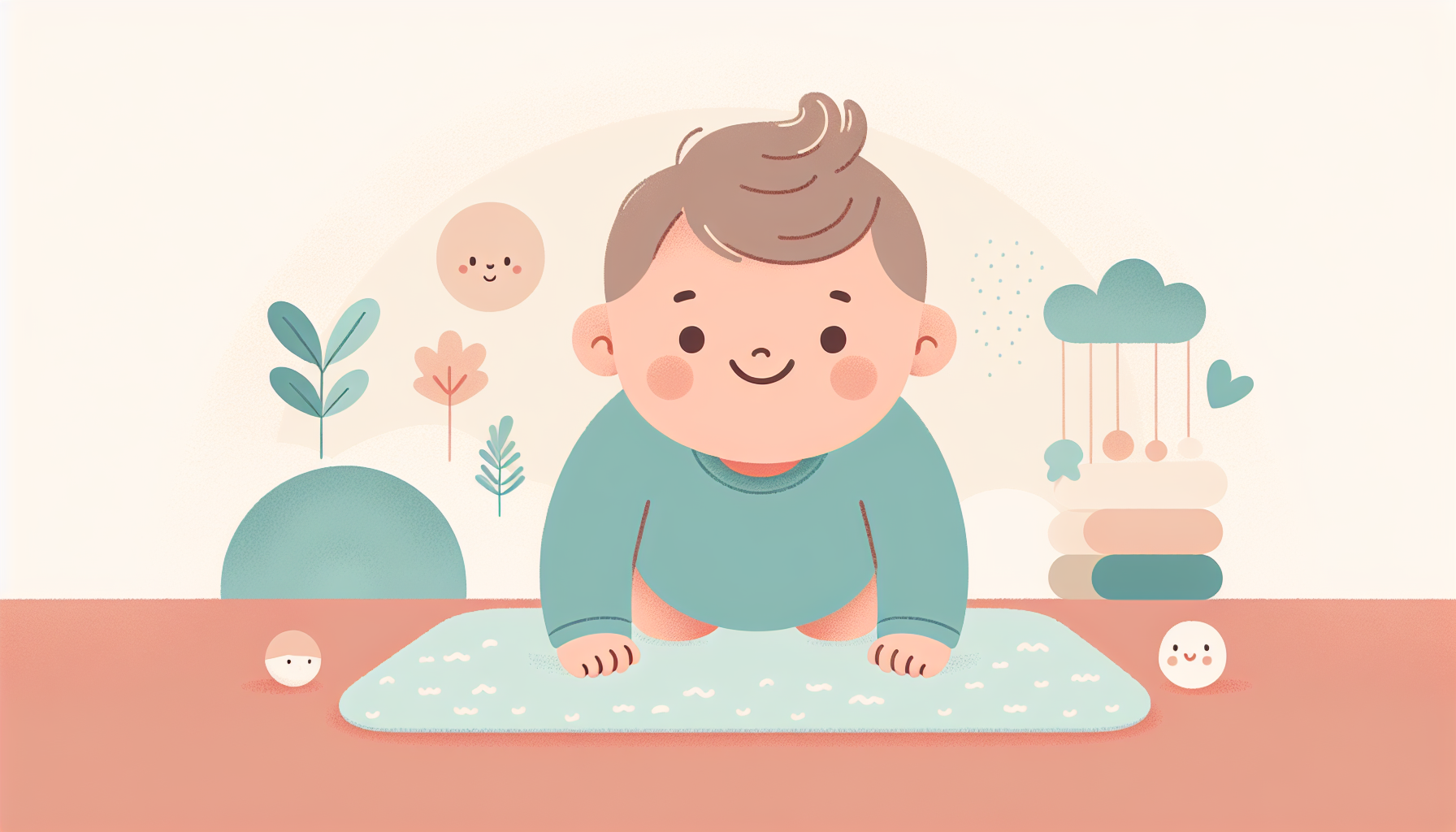 Baby lifting head during tummy time on a soft blanket