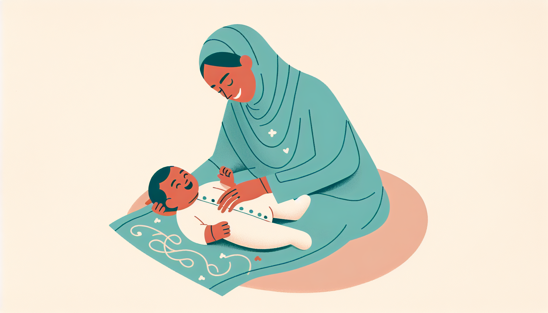 Illustration of a smiling baby looking up at a parent with a warm, joyful expression